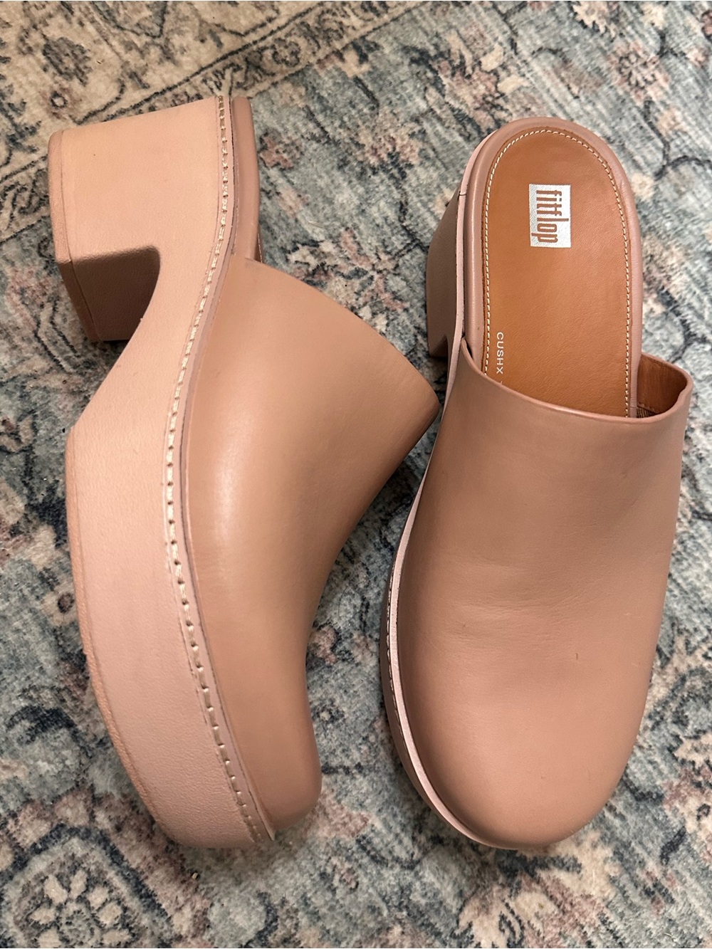 Fitflop Blush Nude Platform Mule Clogs
